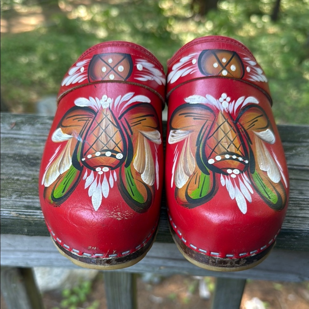 Vintage Holie Sweden Swedish Hand painted Wooden Clogs